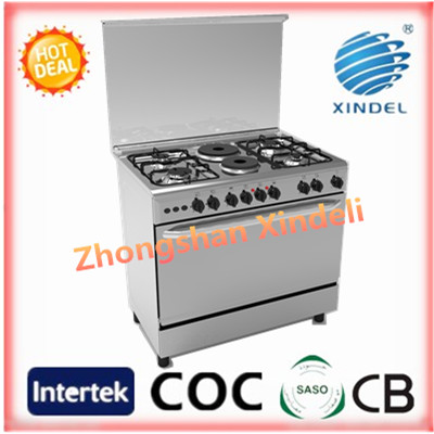 Stainless steel body free standing gas baking oven home using with glass top cover