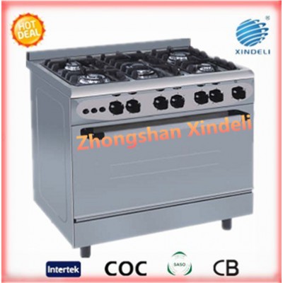 5 burner popular gas stove oven large capacity home cooker with cast iron pan support